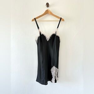 Elegant Black Lace Trim Slip Dress